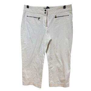 Alfani White Capri Pants Womens 8 Cropped Stretch Cotton Trousers‎ t#349